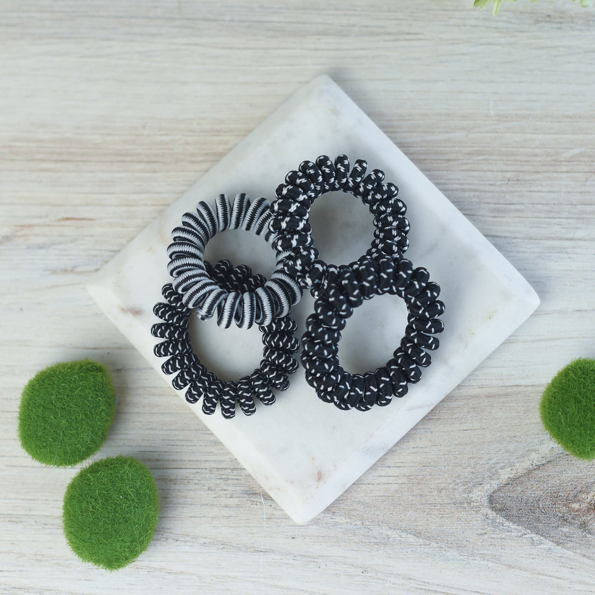 Medium Lauren Lane Hair Coil Set in Black and White--Lemons and Limes Boutique