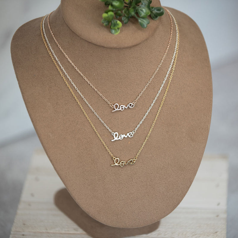 Script Love Pendant Necklace-Necklace-Lemons and Limes Boutique