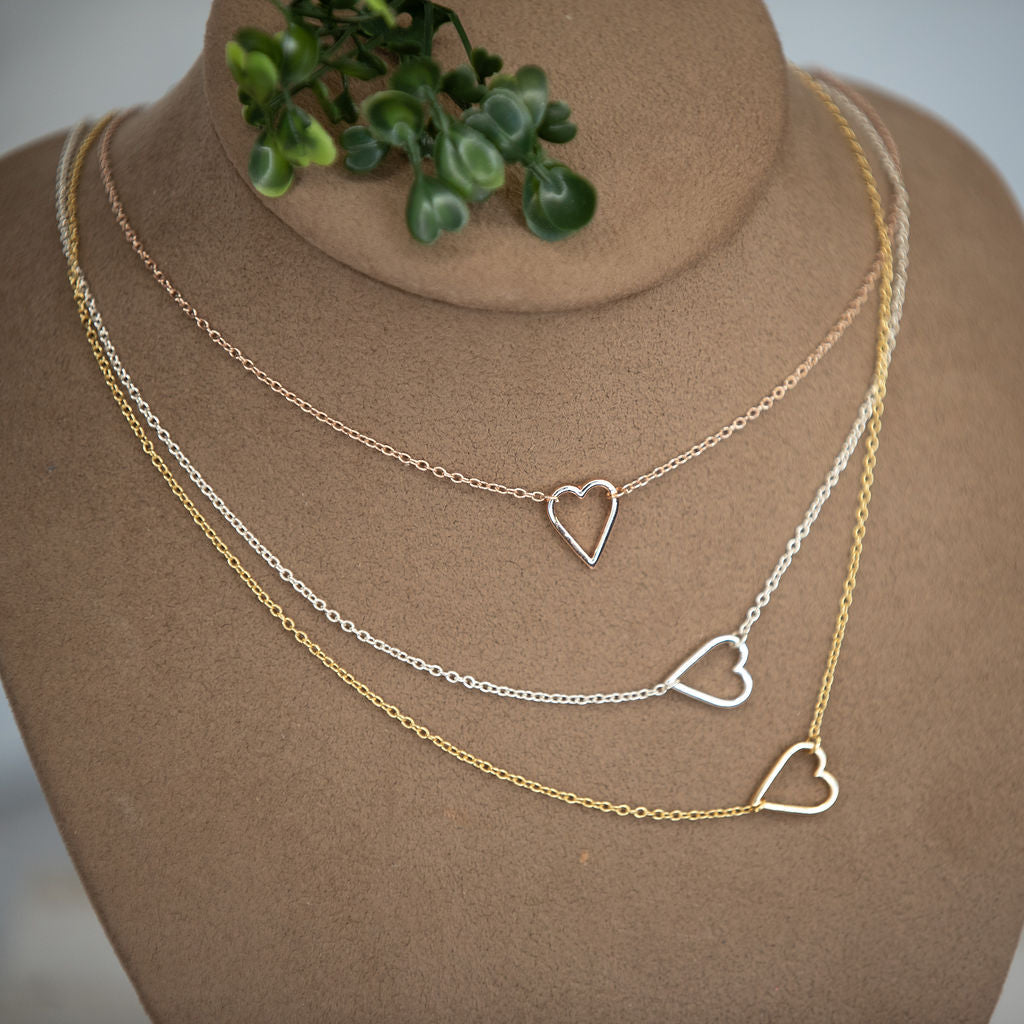 Sideways Heart Pendant Necklace-Necklace-Lemons and Limes Boutique