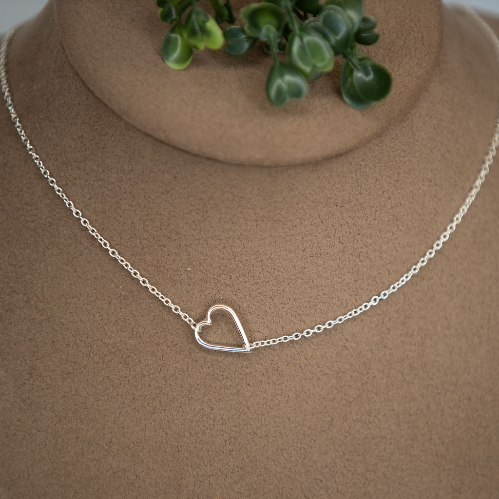 Sideways Heart Pendant Necklace-Necklace-Lemons and Limes Boutique