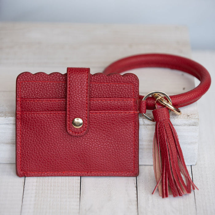 Bridgette Hands Free Bangle Keychain with Card Wallet-Garnet Red-Keychain-Lemons and Limes Boutique