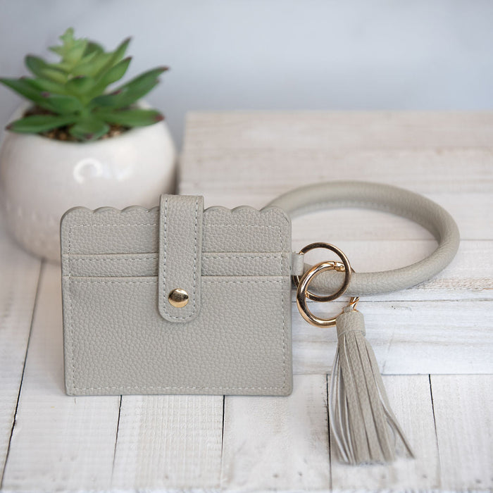 Bridgette Hands Free Bangle Keychain with Card Wallet-Gray-Keychain-Lemons and Limes Boutique