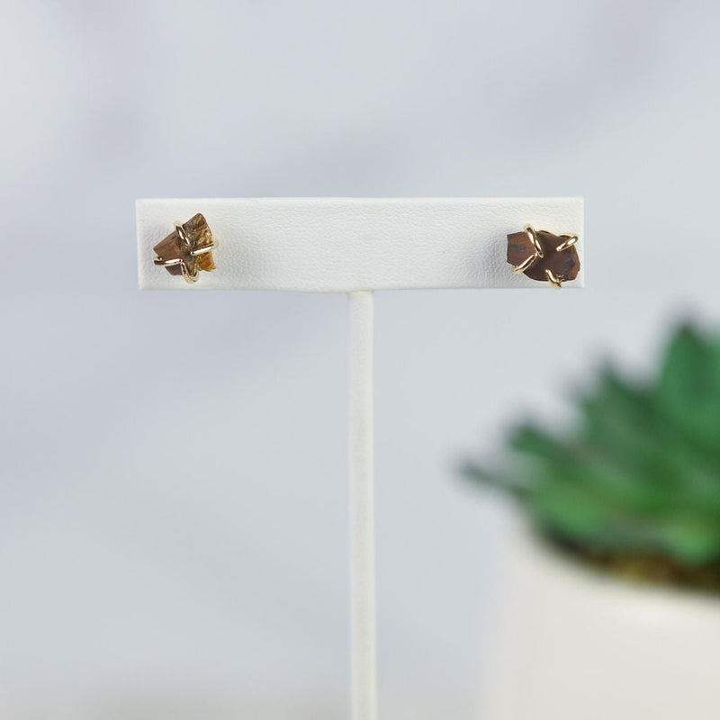 Tory Semi Precious Natural Stone Claw Stud Earrings-Sandstone-Lemons and Limes Boutique