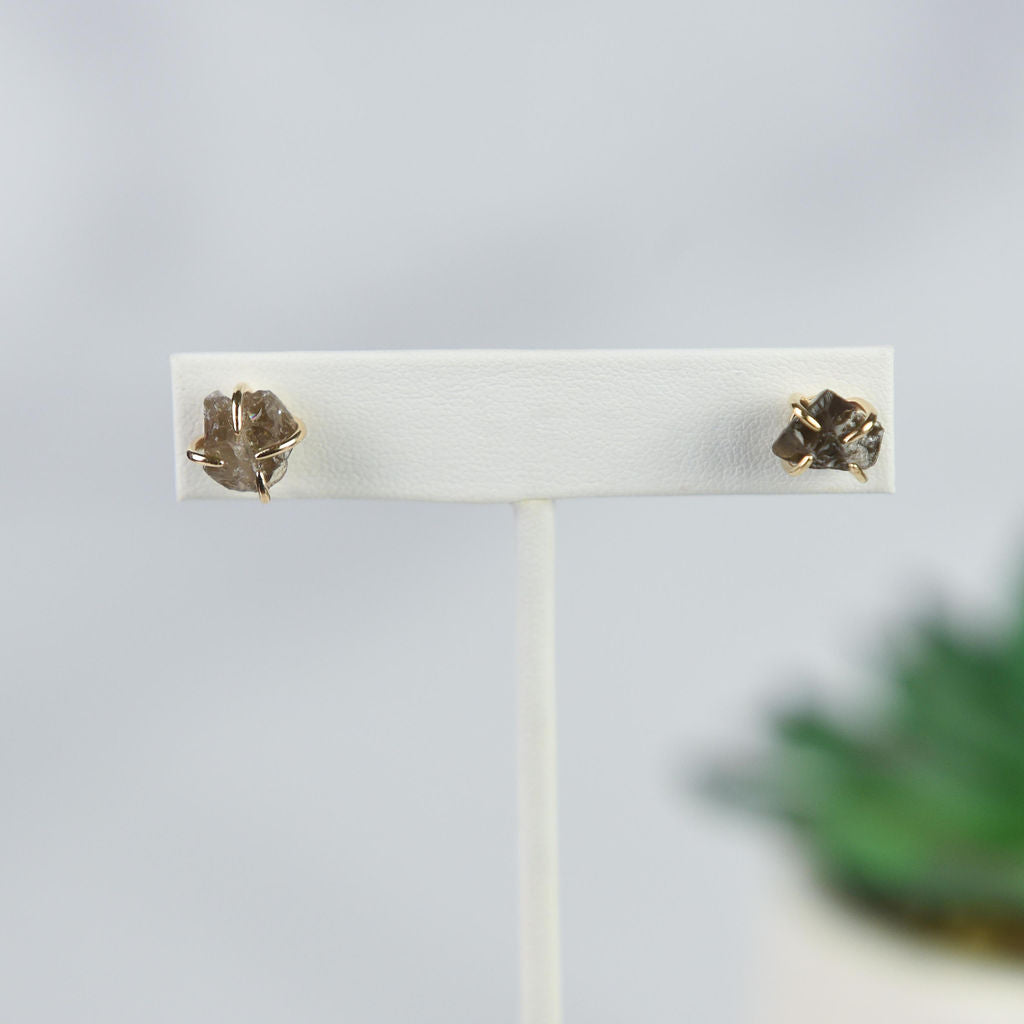 Tory Semi Precious Natural Stone Claw Stud Earrings-Cairngorm-Lemons and Limes Boutique