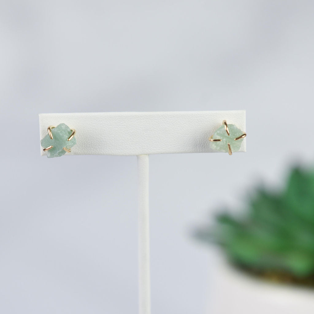 Tory Semi Precious Natural Stone Claw Stud Earrings-Sea Foam-Lemons and Limes Boutique