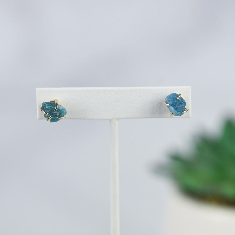 Tory Semi Precious Natural Stone Claw Stud Earrings-Ocean-Lemons and Limes Boutique