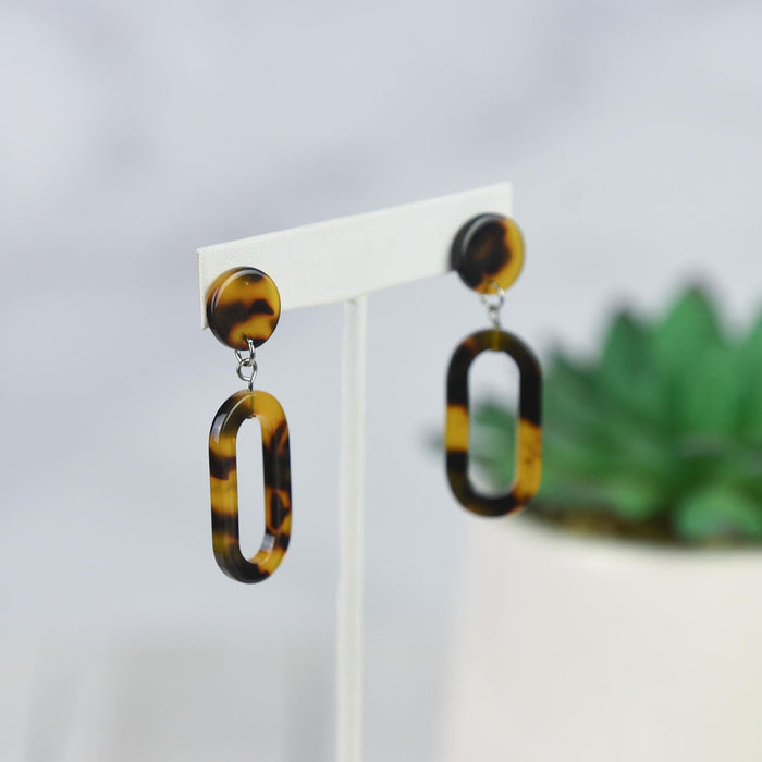 Taylor Faux Tortoise Dangle Earrings-Earrings-Lemons and Limes Boutique