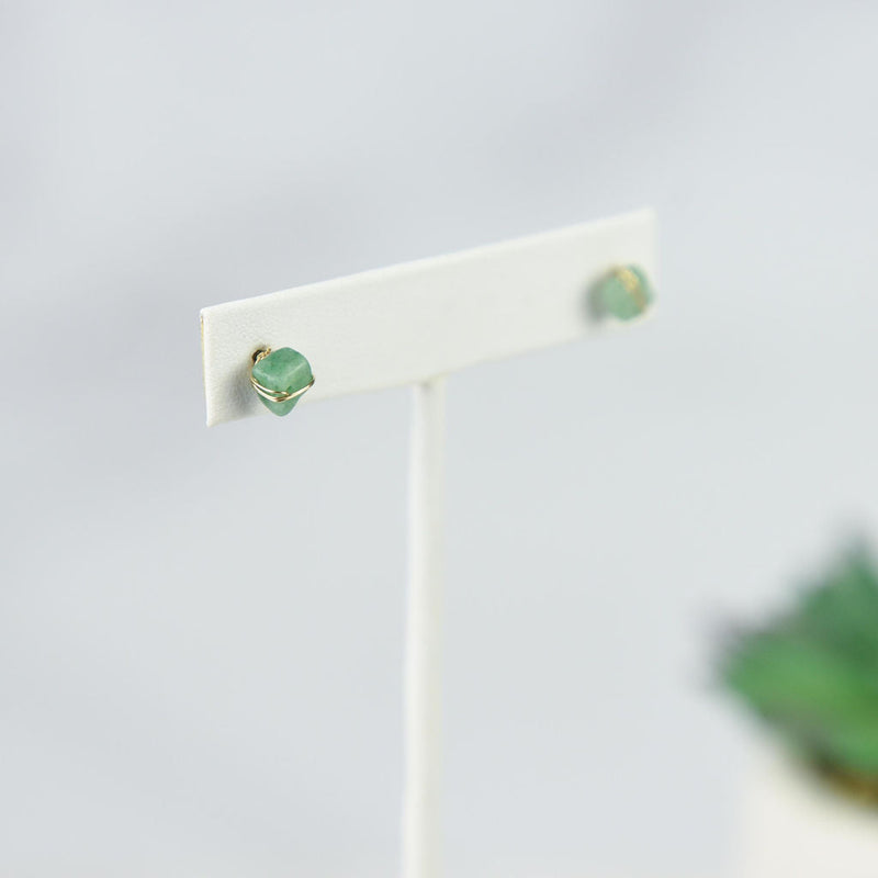 Kara Wire Wrapped Natural Stone Stud Earrings-Mint-Lemons and Limes Boutique