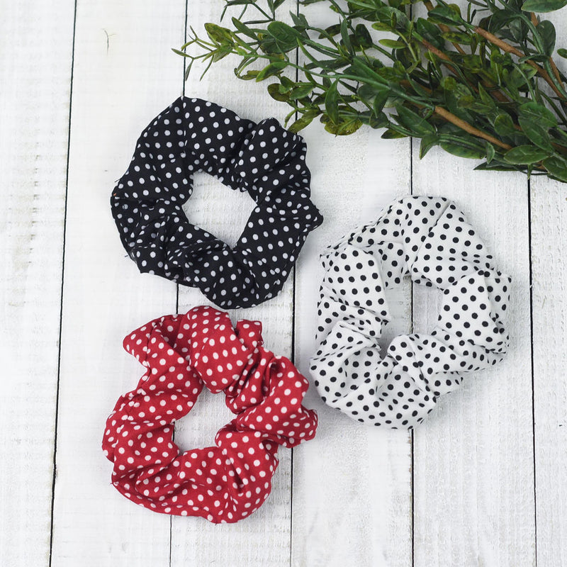 Hair Scrunch Set in Pin Dot (Red, Black and White)--Lemons and Limes Boutique