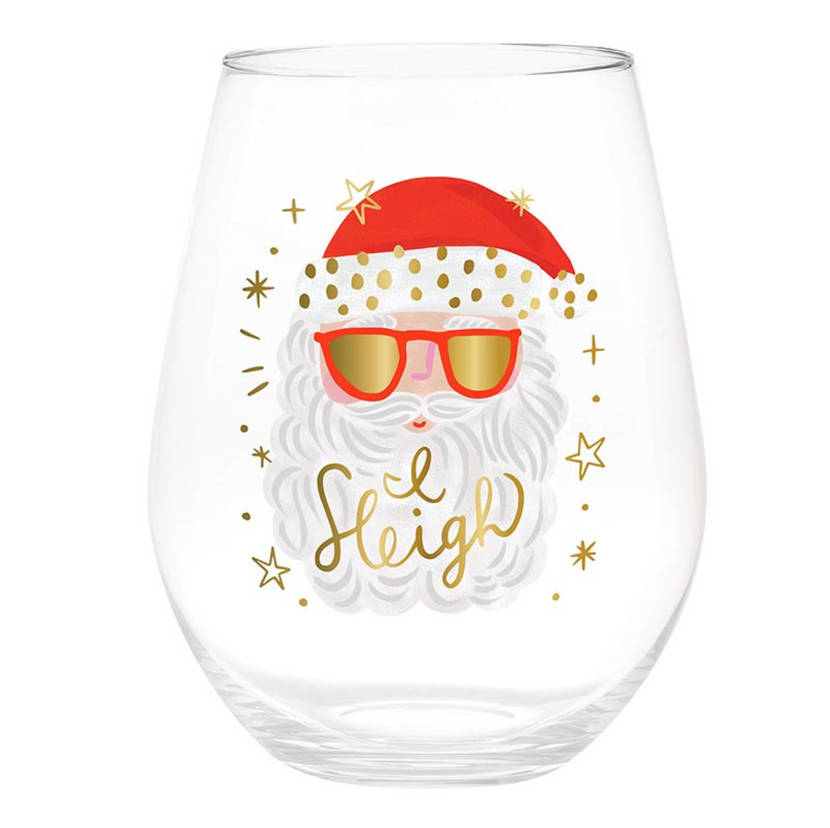 Jumbo Stemless Wine Glass - I Sleigh-Lemons and Limes Boutique
