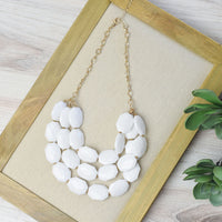 Helen Triple Strand Statement Necklace-Necklace-White-Lemons and Limes Boutique