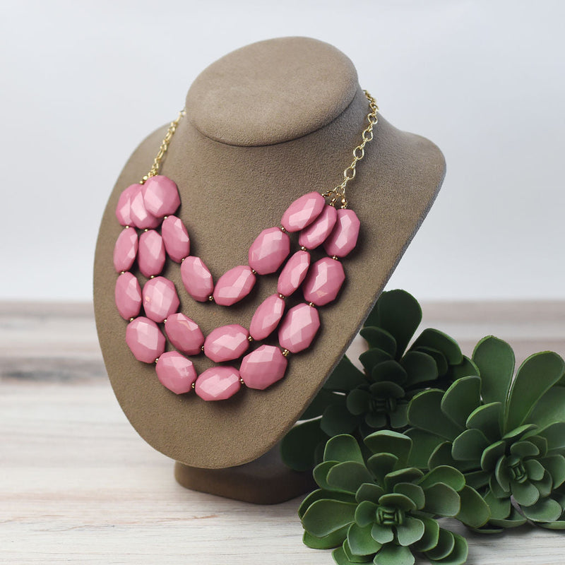 Helen Triple Strand Statement Necklace-Necklace-Lemons and Limes Boutique
