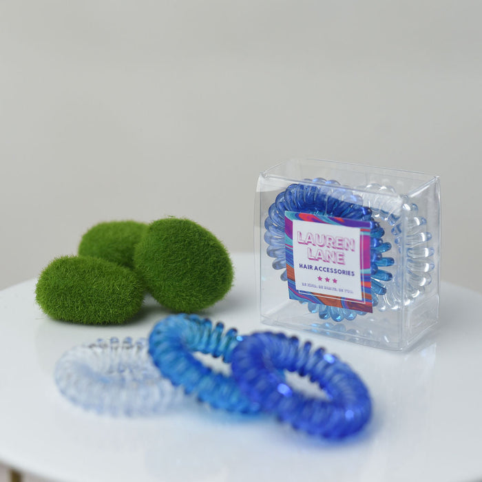 Pretty Pony Hair Coil 3 Piece Set in Clear Box-Blue-Lemons and Limes Boutique