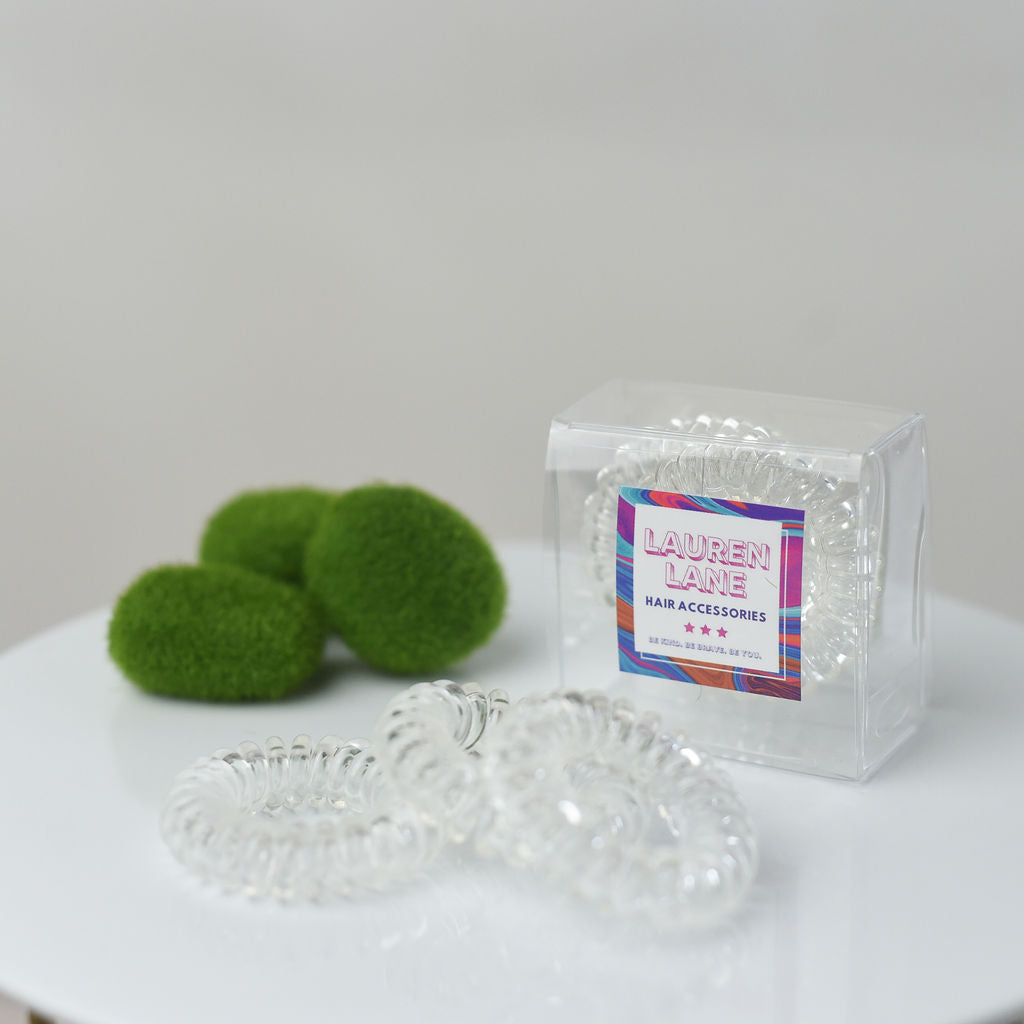 Pretty Pony Hair Coil 3 Piece Set in Clear Box-Clear-Lemons and Limes Boutique