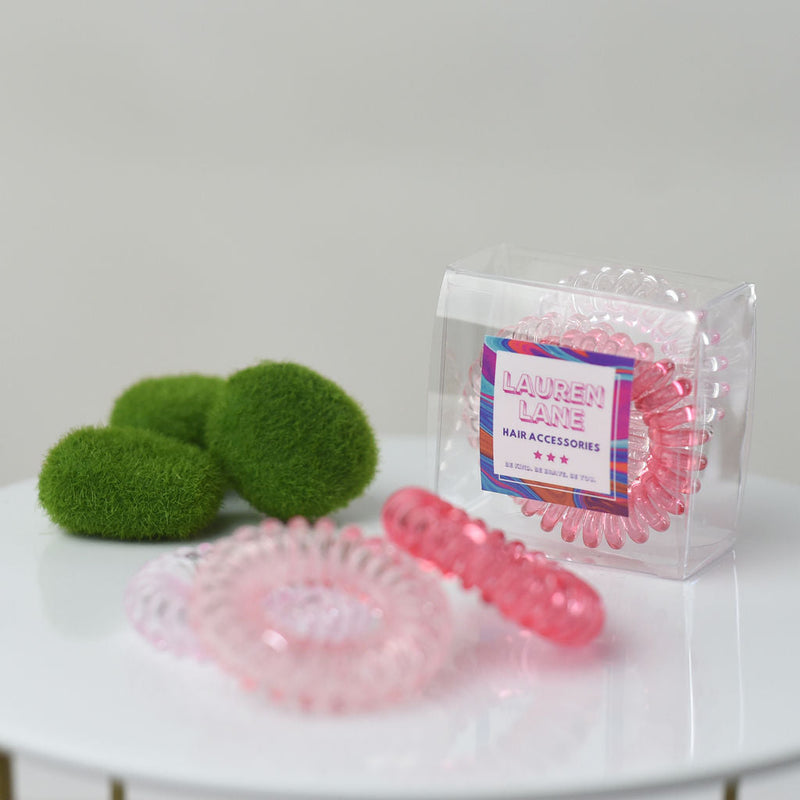 Pretty Pony Hair Coil 3 Piece Set in Clear Box-Pink-Lemons and Limes Boutique