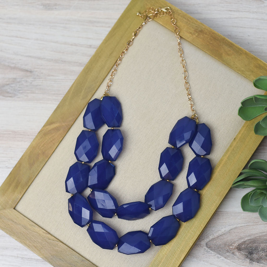 Sophia Statement Necklace-Necklace-Cobalt-Lemons and Limes Boutique