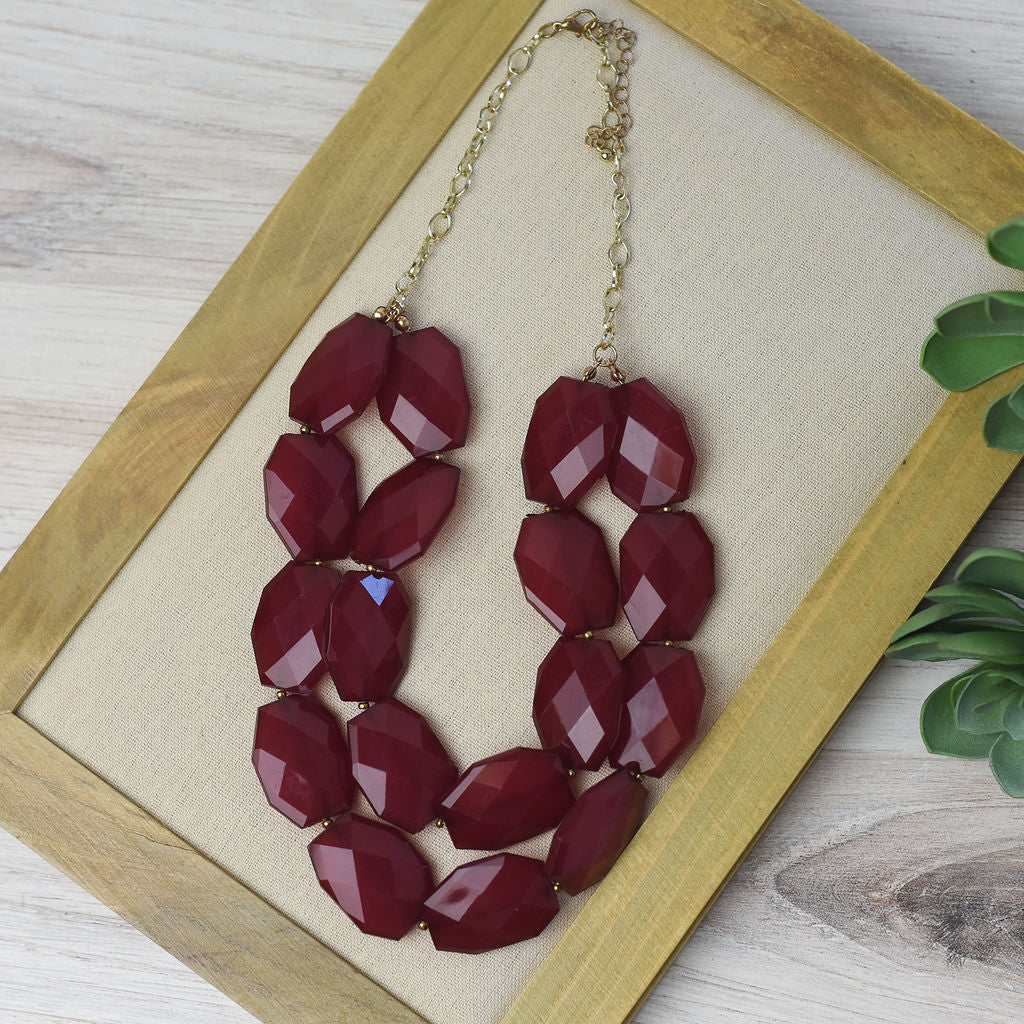 Sophia Statement Necklace-Necklace-Burgundy-Lemons and Limes Boutique