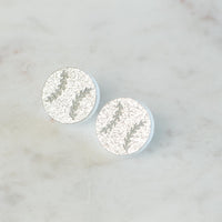 Baseball Stud Earrings in Silver Glitter--Lemons and Limes Boutique