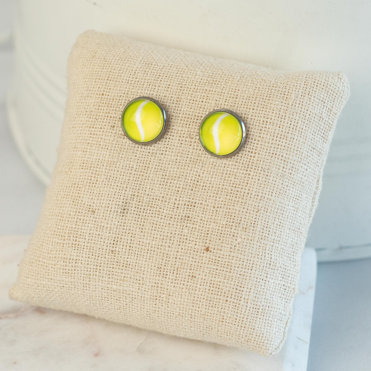 Tennis Stud Earrings in Photo Glass--Lemons and Limes Boutique