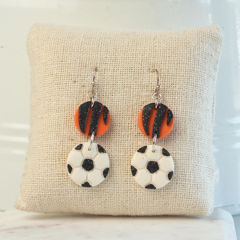 Handmade Loveland Soccer Clay Earrings--Lemons and Limes Boutique