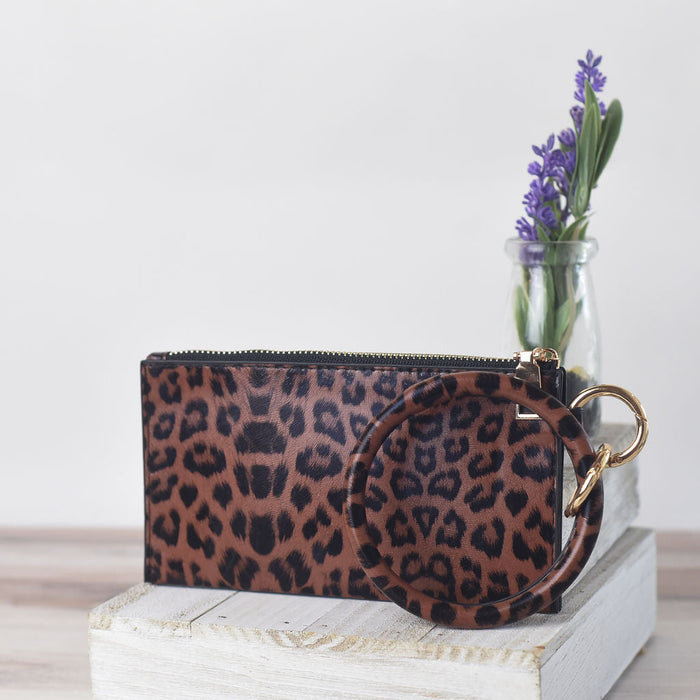 Carly Hands Free Bangle Keychain with Wristlet-Dark Brown Leopard-Keychain-Lemons and Limes Boutique