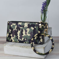 Carly Hands Free Bangle Keychain with Wristlet-Green Camo-Keychain-Lemons and Limes Boutique