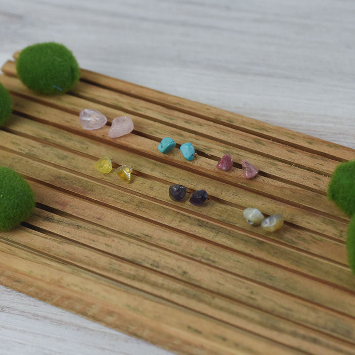 Gina Polished Natural Stone Stud Earrings- set of 6--Lemons and Limes Boutique
