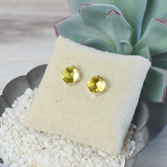 Oversized Bauble Stud Earrings in Silver Setting-Yellow-Lemons and Limes Boutique