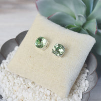 Oversized Bauble Stud Earrings in Silver Setting-Green-Lemons and Limes Boutique