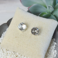 Oversized Bauble Stud Earrings in Silver Setting-Clear-Lemons and Limes Boutique