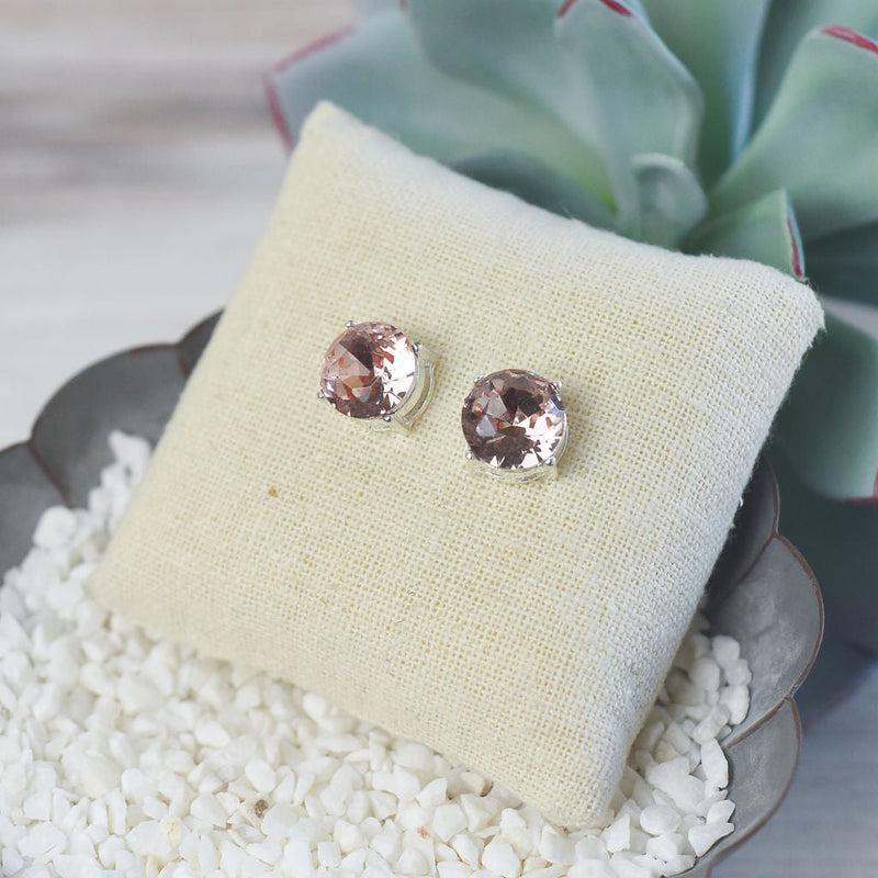 Oversized Bauble Stud Earrings in Silver Setting-Blush-Lemons and Limes Boutique