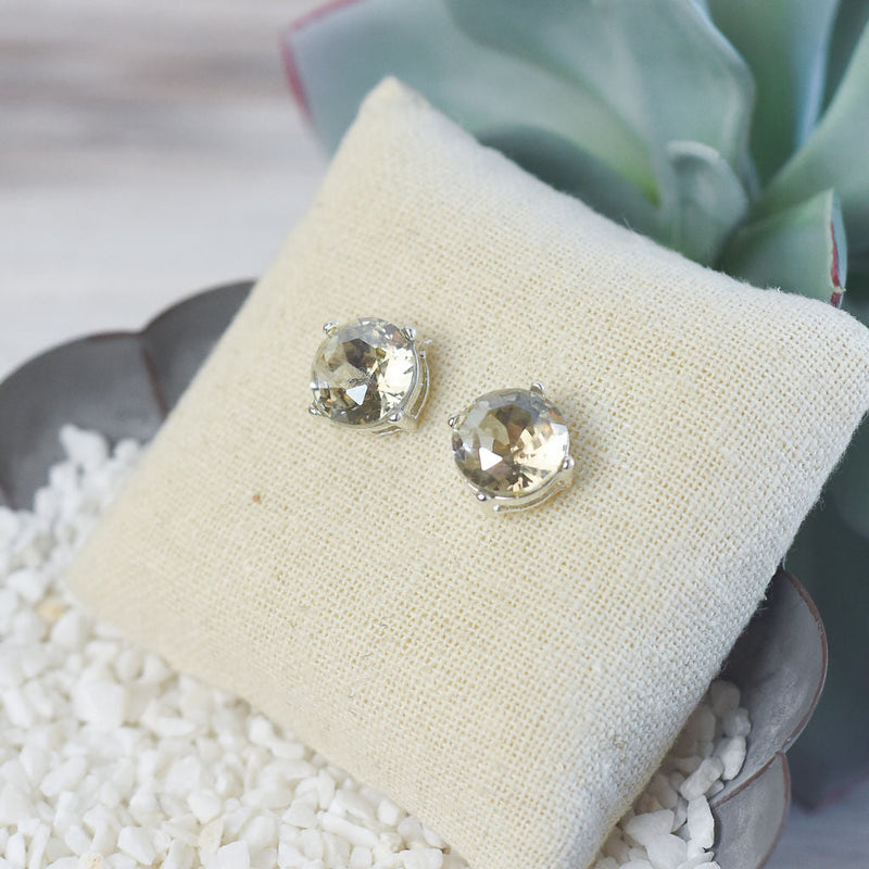 Oversized Bauble Stud Earrings in Silver Setting-Iridescent-Lemons and Limes Boutique