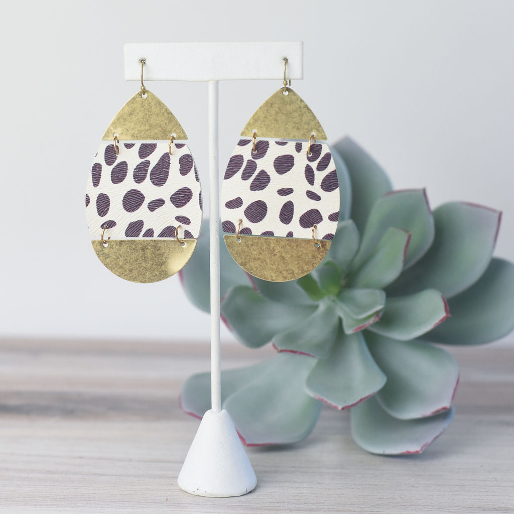 Gloria Metal Animal Print Dangle Earrings-Dangle Earrings-Spotty Mocha-Lemons and Limes Boutique