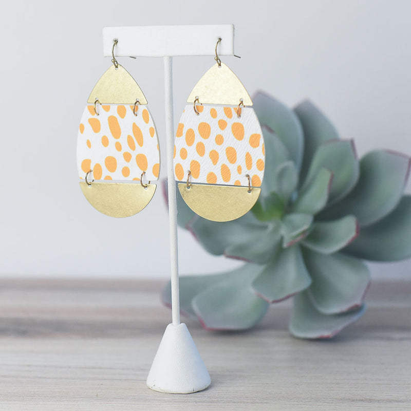 Gloria Metal Animal Print Dangle Earrings-Dangle Earrings-Spotty Yellow-Lemons and Limes Boutique