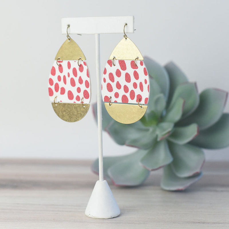 Gloria Metal Animal Print Dangle Earrings-Dangle Earrings-Spotty Red-Lemons and Limes Boutique