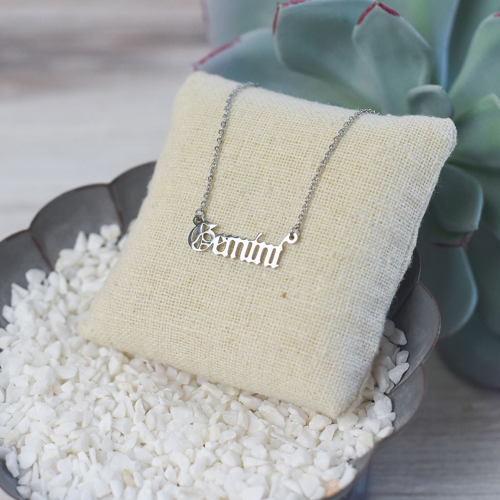 Silver Zodiac Astrology Pendant Necklaces-Necklace-Gemini-Lemons and Limes Boutique