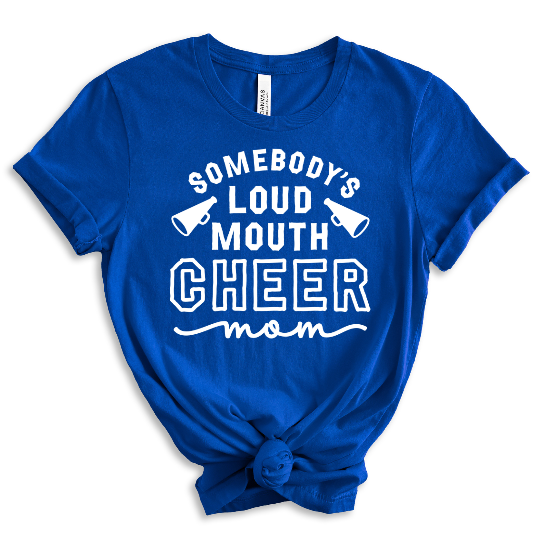 Loud Mouth Cheer Mom Short Sleeve Tee-Lemons and Limes Boutique