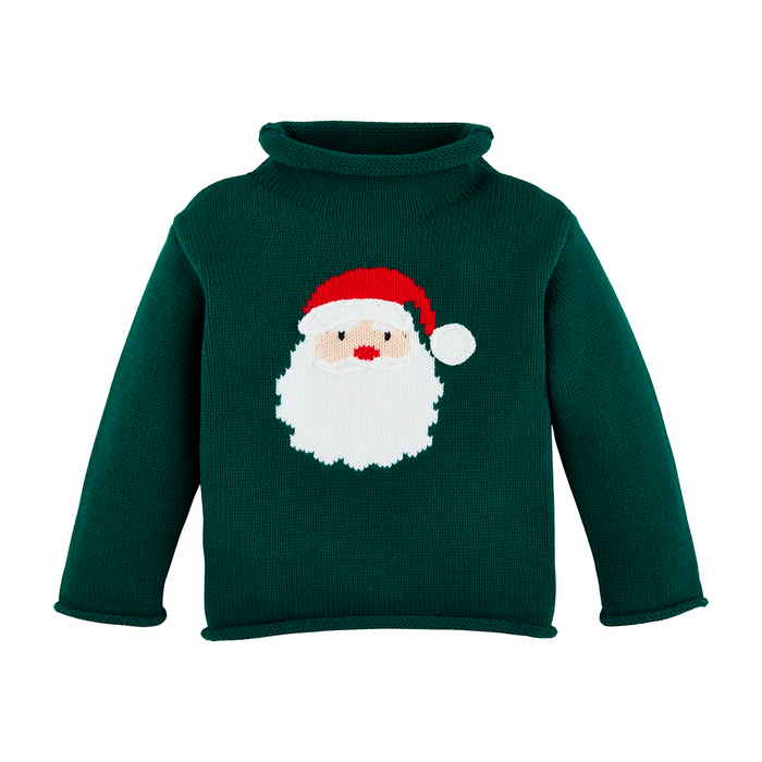 Green Toddler Santa Rollneck Sweater by Mudpie--Lemons and Limes Boutique