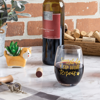 Snuggle Dog Sip Wine Repeat Wine Glass-Lemons and Limes Boutique