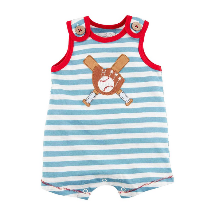 Baseball Applicue Romper 6-9Mths--Lemons and Limes Boutique