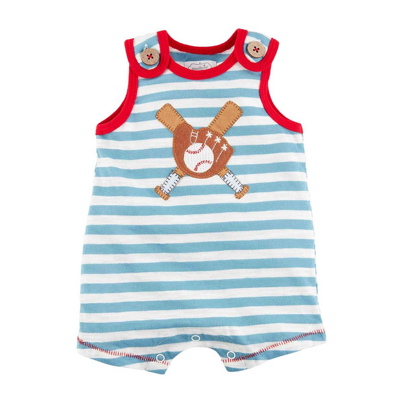 Baseball Applicue Romper 6-9Mths--Lemons and Limes Boutique