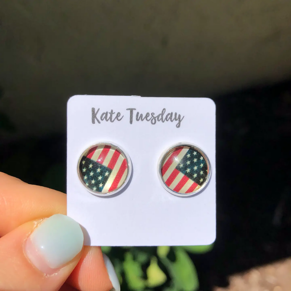 Flag 4th of July Stud Earrings-Lemons and Limes Boutique