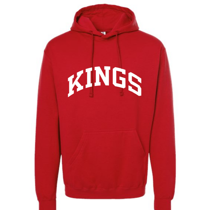 White Curved Kings on Red Hoodie--Lemons and Limes Boutique