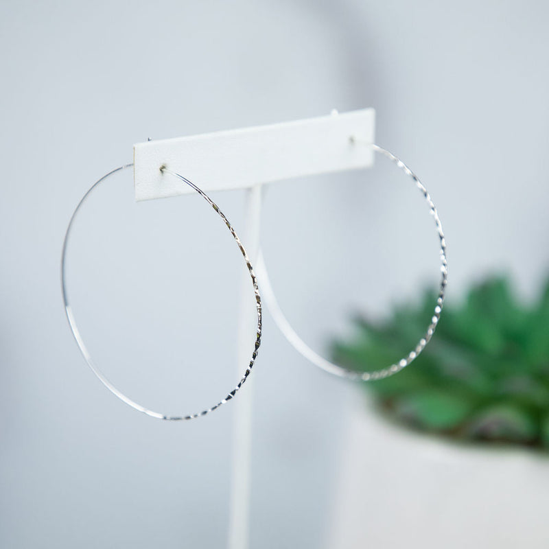 Harley Hammered Wire Hoop Earrings-Earrings-Silver-Lemons and Limes Boutique