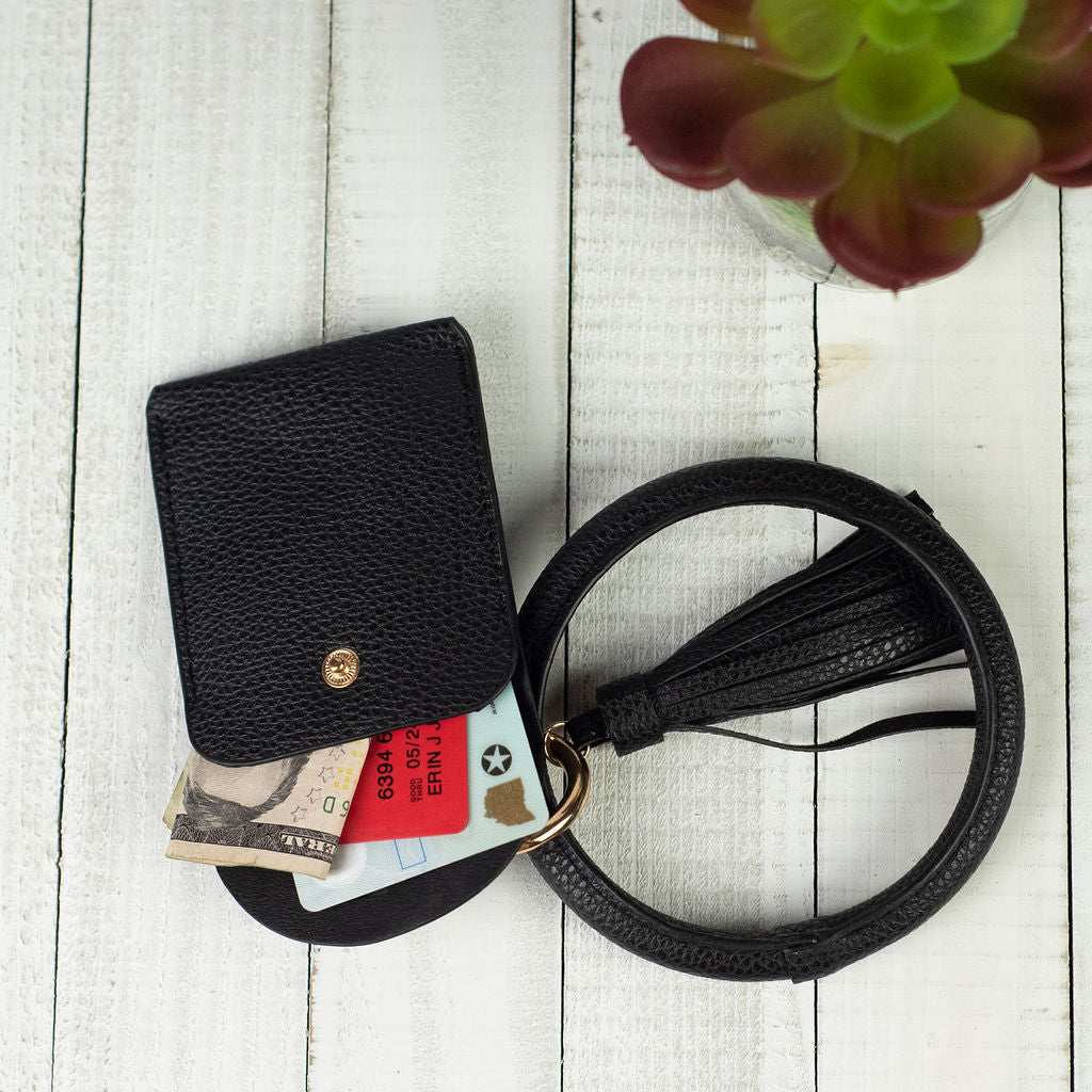 Ashley Hands Free Bangle Keychain with Card Pouch-Rose Gold-keychain-Lemons and Limes Boutique
