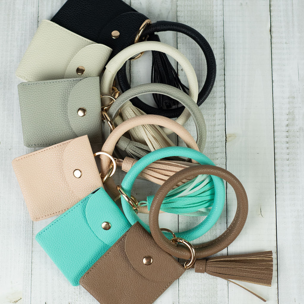 Ashley Hands Free Bangle Keychain with Card Pouch-Rose Gold-keychain-Lemons and Limes Boutique