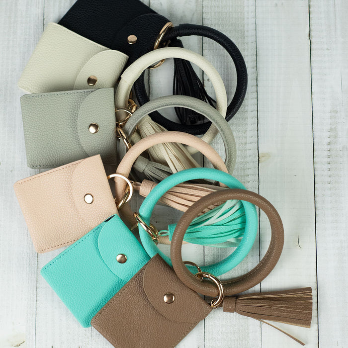 Ashley Hands Free Bangle Keychain with Card Pouch-Rose Gold-keychain-Lemons and Limes Boutique