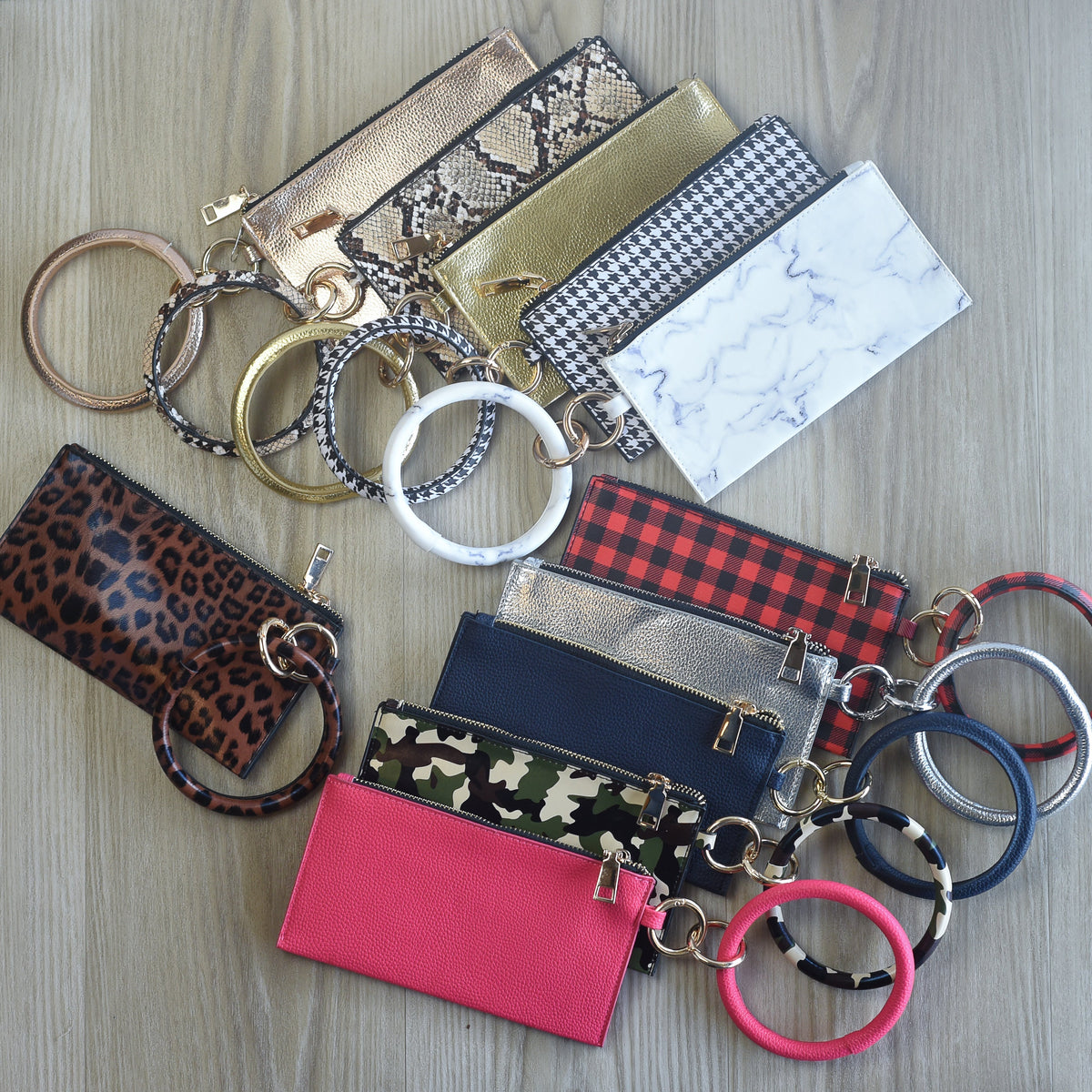 Carly Hands Free Bangle Keychain with Wristlet-Green Camo-Keychain-Lemons and Limes Boutique