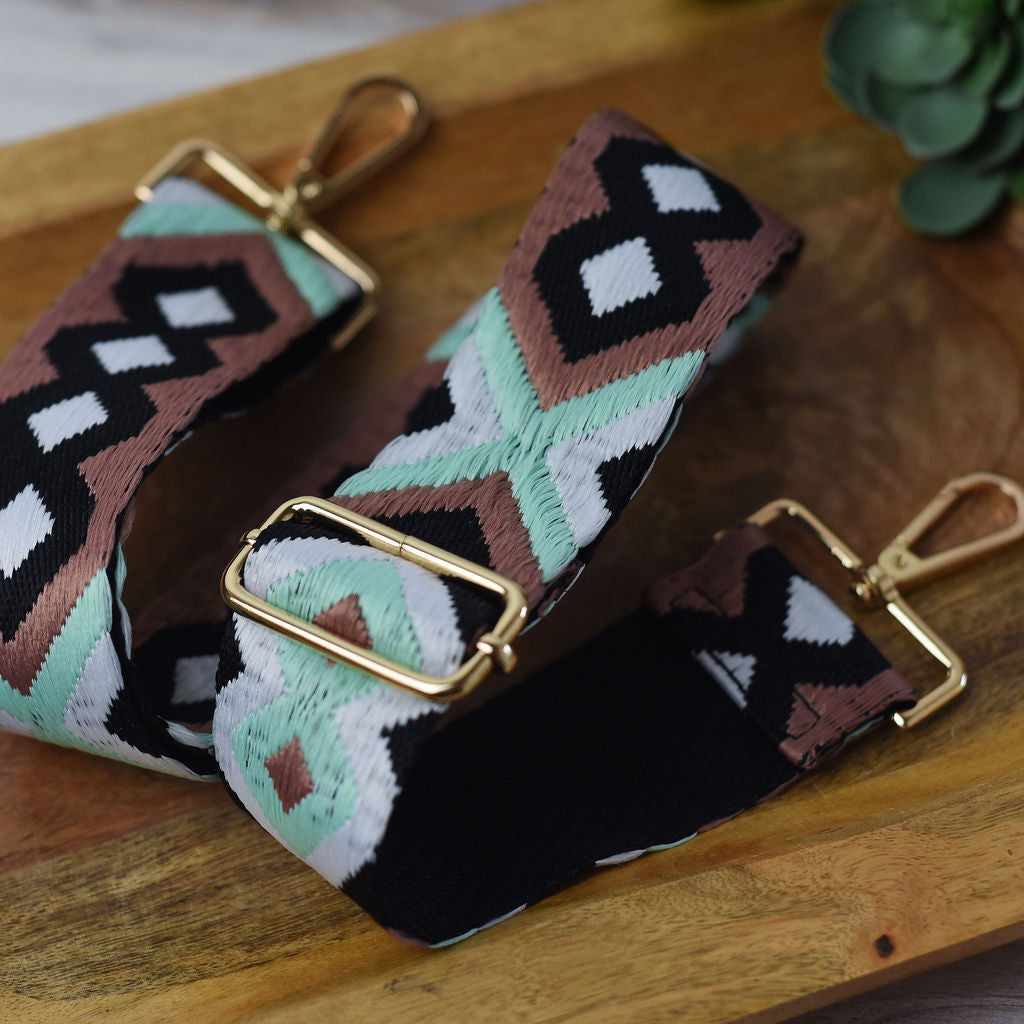 Woven Geometric Guitar Style Bag Straps--Lemons and Limes Boutique