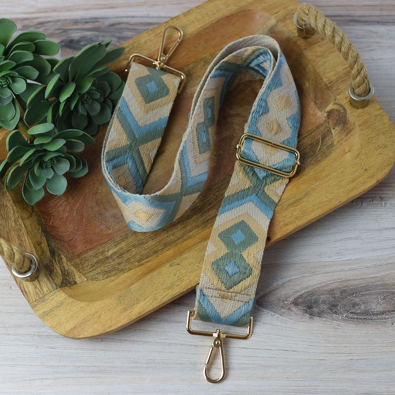 Woven Geometric Guitar Style Bag Straps--Lemons and Limes Boutique